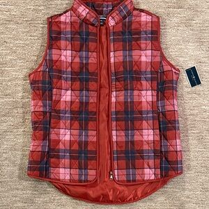Karen Scott Petites Red Plaid light weight Quilted Vest